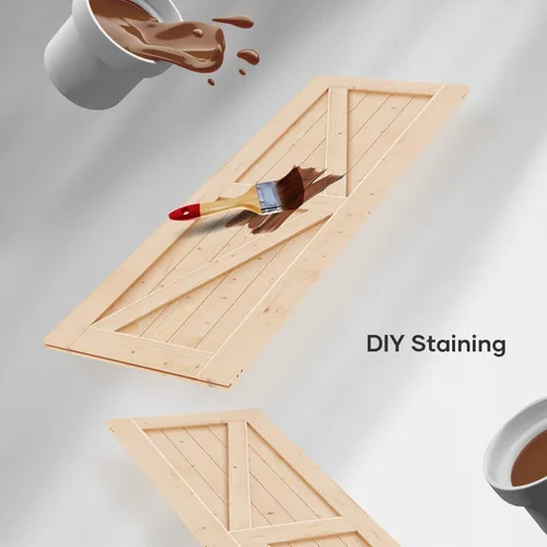 Miniatura 5 de EaseLife - Puerta corrediza estilo granero de 32.0 x 84.0 in con kit de herrajes para puerta de granero de 5.5 pies y asa incluida, montaje DIY