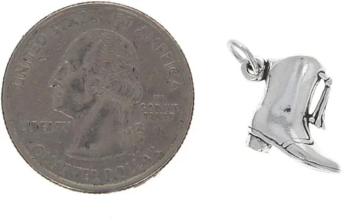 Miniatura 2 de Abalorio de plata de ley con diseño de botas, 0.472in x 0.512in, 925