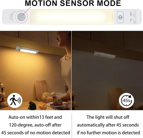 Miniatura 2 de LUXSWAY Luz LED con sensor de movimiento para interiores, luces regulables debajo del gabinete, encendido/apagado manual, barra de iluminación