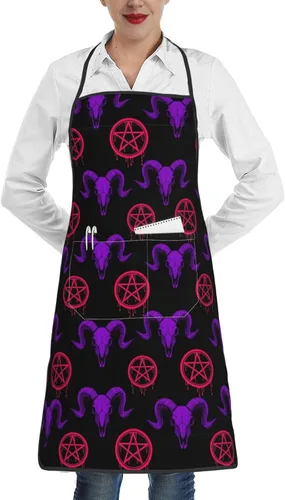 Miniatura 13 de Delantal unisex con cuello ajustable con bolsillos espaciosos y lazos largos