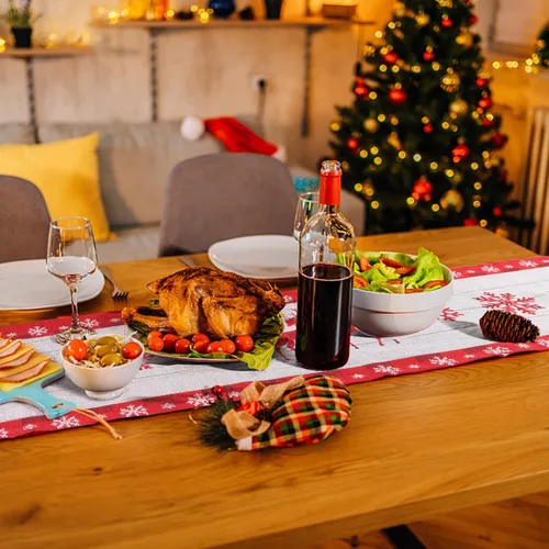 Miniatura 6 de SULOLI Camino de mesa de Navidad de Papá Noel, decoración de mesa de comedor para interiores y exteriores, decoración de fiesta, 13 x 71 pulgadas