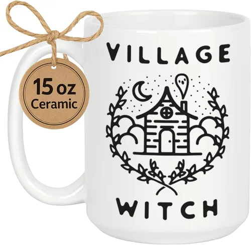Miniatura 141 de LookHUMAN Taza de Café de Halloween – Halloween Is Meowgical Tazas, Taza de Café Espeluznante Idea de Regalos de Taza, 15 Onzas 10-Blanco