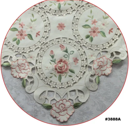 Miniatura 3 de Creative Linens Mantel bordado con diseño de margaritas rosas y flores pastel, 68 x 104 pulgadas, rectangular y 12 servilletas marfil primavera