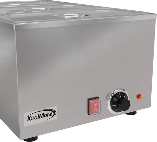 Miniatura 4 de KoolMore Calentador de alimentos comercial Bain Marie para encimera, estación de sopa y servidor de mesa de buffet con tres secciones para servir