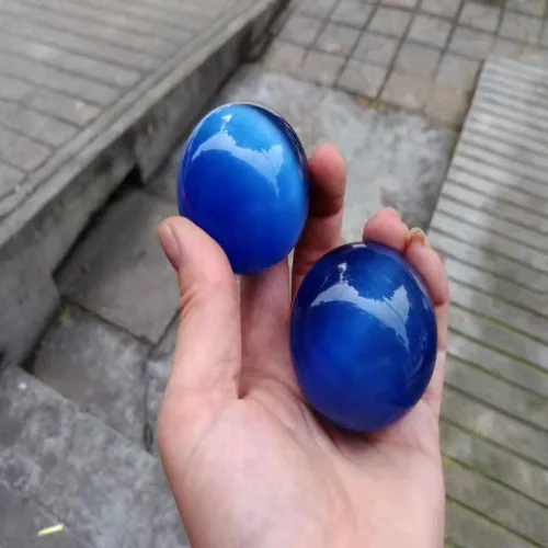 Miniatura 2 de Bolas Baoding de cristal de ojo de tigre de gato artificial azul rey de 1.57 pulgadas, bolas de salud chinas de cuarzo curativo para terapia de #2