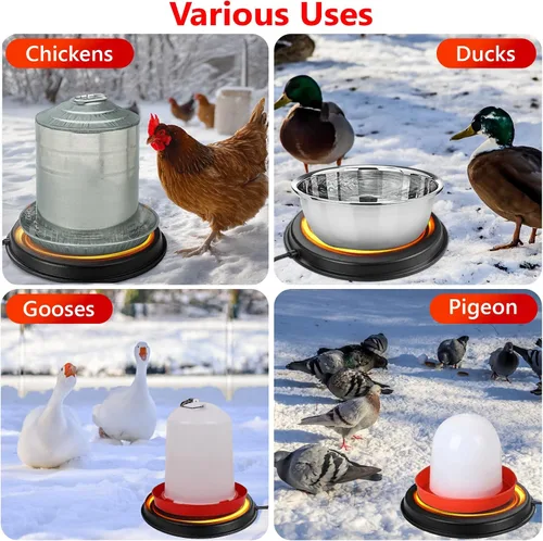 Miniatura 8 de Calentador de agua para aves de corral, base de calentador de agua para aves de corral para invierno, 14 pulgadas para bebedero de aves de corral