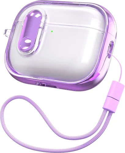 Miniatura 9 de RFUNGUANGO (con cerradura de seguridad) Funda protectora transparente para AirPods Pro de 2.ª/1.ª generación, Funda protectora de TPU suave Verde