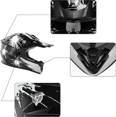 Miniatura 114 de TCMT Casco de motocross para jóvenes, certificado por DOT, casco de motocross ATV de cara completa para niños con gafas, guantes y bolsa para casco