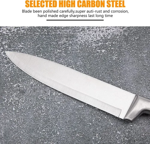 Miniatura 2 de Juego de cuchillos de cocina, juego de 9 cuchillos rojos con bloque acrílico, cuchillo de chef de acero inoxidable de alto carbono antiadherente