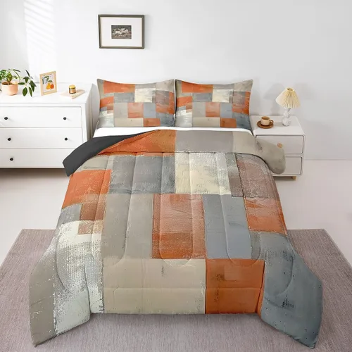 Miniatura 27 de Erosebridal Juego de edredón abstracto amarillo, tamaño King, juego de ropa de cama gris acuarela gris, teñido anudado, degradado, grunge, Ombre 29