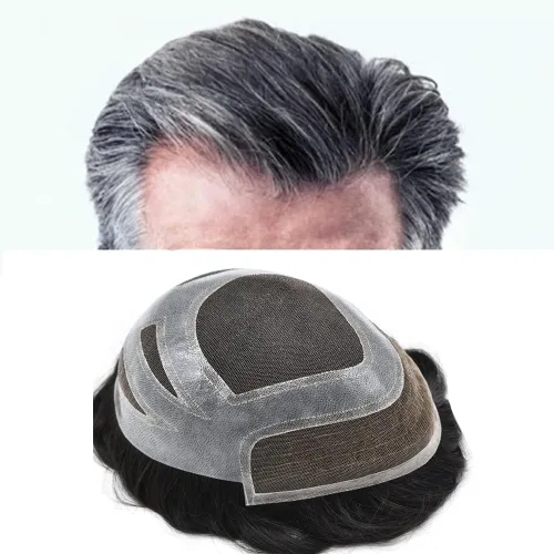 Miniatura 9 de Sistema de reemplazo de cabello humano tipo tupé para hombre, postizos Protesis Capilar para hombre