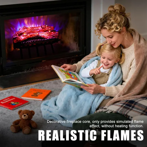 Miniatura 7 de Troncos para chimenea eléctrica con efecto de llama realista, luz de llama LED en forma de vela, chimenea eléctrica alimentada por USB, control