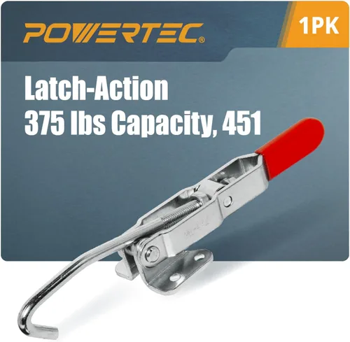 Miniatura 11 de POWERTEC Paquete de 2 Abrazaderas de Palanca, Capacidad de Sujeción de 2000 libras, 40341 Pestillo Ajustable de Perno en U con Autobloqueo y Agarre