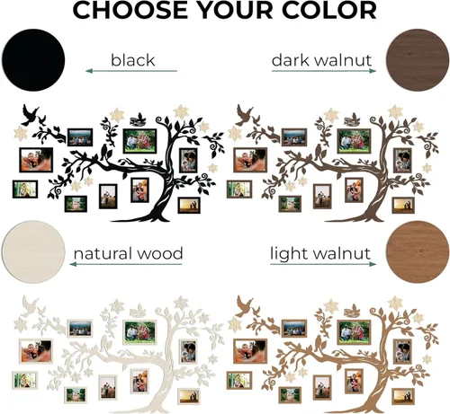 Miniatura 5 de JustLikeWood Decoración grande para el hogar, árbol genealógico de madera con marco, decoración estándar para salas de casa, calcomanías de pared
