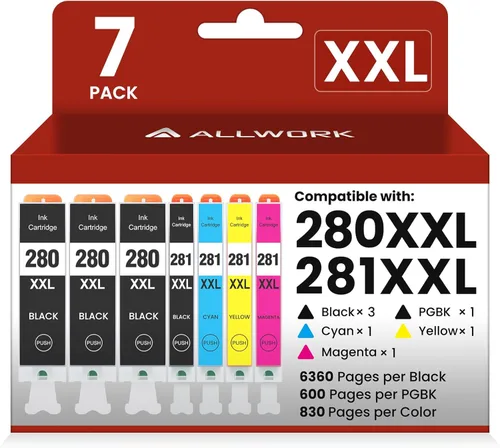 ALLWORK 280XXL 281XXL Compatible con cartuchos de tinta Canon 280 y 281 PGI-280XXL CLI-281XXL para Canon TR8620a Cartuchos de tinta para Pixma