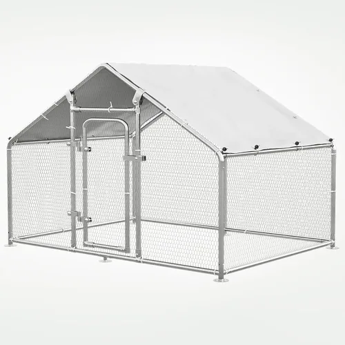 Miniatura 7 de OFIKA Gallinero de metal grande, jaula de pollo para aves de corral, conejos, hábitat, jaula de pato con cubierta impermeable y anti-ultravioleta