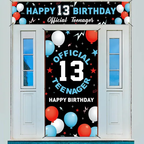 Kit de decoración de pancarta de fondo de cumpleaños de 13 años, decoración de feliz cumpleaños número 13 para niños y niñas, suministros oficiales