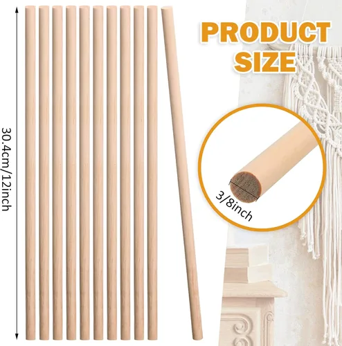 Miniatura 2 de Treela 100 varillas de madera para manualidades, varillas de madera sin terminar para manualidades, manualidades, clase de arte, carpintería