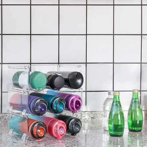 Miniatura 6 de Organizador de botellas de agua, soporte de almacenamiento para organización de cocina, nevera, despensa, armario, encimera, armario, estante