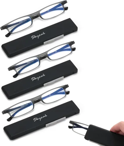Miniatura 8 de Lentes de lectura plegables ultraligeros para mujeres y hombres, TR90, bloqueo de luz azul, anti UV, fatiga ocular, plegables, compactos, Negro
