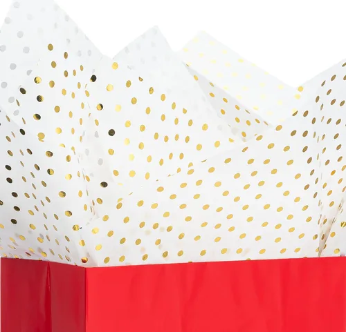 Miniatura 5 de K-Kraft Papel de seda metálico para cumpleaños, 102 hojas de 20 x 20 pulgadas, 33 rojas, 24 blancas, 45 hojas impresas, papel de regalo
