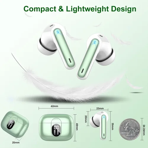 Miniatura 8 de Auriculares inalámbricos, auriculares Bluetooth 2025 5.3 HiFi estéreo, auriculares intraurales de 40 horas de reproducción, auriculares Bluetooth