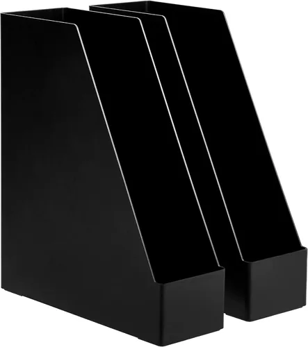 Miniatura 8 de Amazon Basics - Organizador de escritorio de plástico, revistero, color negro, paquete de 2
