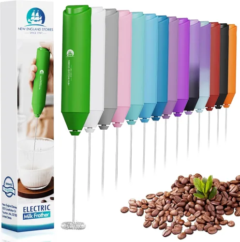 Espumador de leche potente de mano, espumador de leche de mano mini, batidor de bebidas para café, capuchino, café con leche, matcha, chocolate Verde
