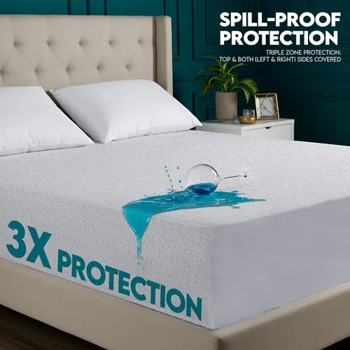 Miniatura 2 de Utopia Bedding - Protector de colchón de doble cara con parte superior y paneles laterales de rizo impermeables tamaño individual, funda de colchón