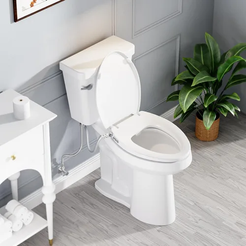 Miniatura 8 de Clirass Asiento de Inodoro con Bidé, Asiento de Inodoro Alargado de Cierre Suave, Control de Botón para Lavado Femenino/Posterior, Control