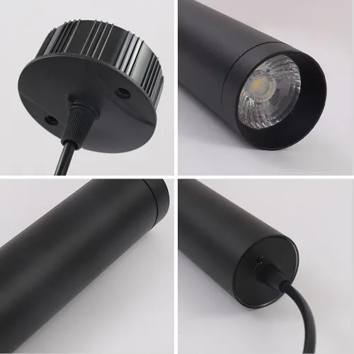 Miniatura 4 de Paquete de 3 luces colgantes de tubo largo de 5 W, nórdico, minimalista, negro, iluminación colgante de techo industrial de aluminio lineal, 3000k