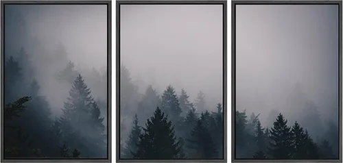 Miniatura 92 de SIGNWIN Lienzo enmarcado para pared, juego de arte nublado de tormenta, cielo, bosque otoñal, árboles, rústico, naturaleza, fotografía, realismo