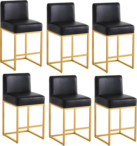 Miniatura 33 de Taburetes de bar de altura de mostrador, taburetes de bar de 26 pulgadas, 1 juego, taburetes de cocina modernos de cuero sintético con respaldos
