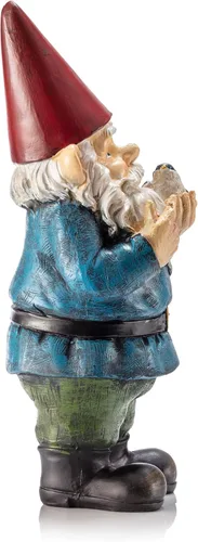 Miniatura 10 de Grayson Gnomo de jardín con adorno de pájaro, Jardín, S, Rojo