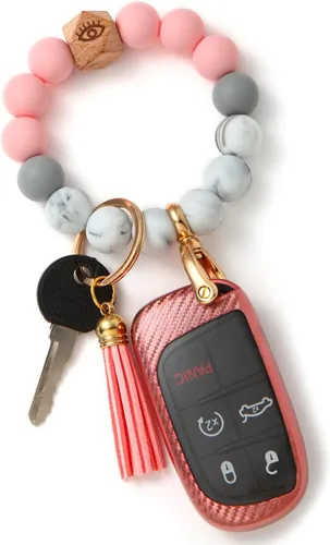 Miniatura 8 de para Jeep Accesorios Funda de llavero con muñequera, Estuche de llave especial de TPU antihuellas, Compatible con Grand Cherokee Renegade Dodge RAM