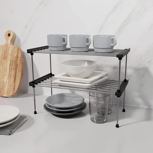 Miniatura 2 de carrotez Estante organizador de gabinete, juego de 2 estantes apilables para mostrador de cocina, organizadores y almacenamiento de gabinetes