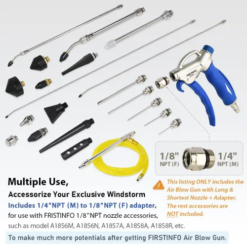 Miniatura 5 de FIRSTINFO A18563US Windstorm EX (2X Flow) Pistola de aire de alto rendimiento con flujo de aire ajustable