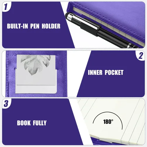 Miniatura 4 de Juego de bloc de notas pequeño, 10 piezas, incluye mini soporte para bloc de notas con 50 hojas con reglones, bolígrafo de metal y 8 cuadernillos