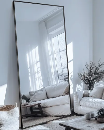 Miniatura 18 de Antok Espejo de Cuerpo Entero, Espejo de Piso de 58"x18" con Soporte, Espejos Montados Colgantes para Dormitorio, Sala de Estar, Vestidor, Comedor