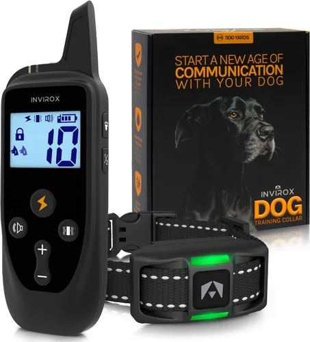 Miniatura 14 de INVIROX Collar de entrenamiento para perros grandes X2 [Edición 2026] 123 niveles de collares E para perros con rango de 1100 yardas, 100%