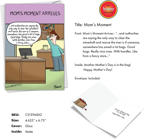 Miniatura 8 de NobleWorks – Tarjeta de felicitación para el día de la madre – humor de cómics de dibujos animados, tarjeta divertida con sobre de 5 x 7 – Momento