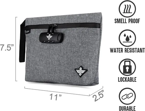 Miniatura 4 de Orion Bolsa de dinero de almacenamiento de viaje de 11 pulgadas con cerradura de combinación resistente al agua (gris)