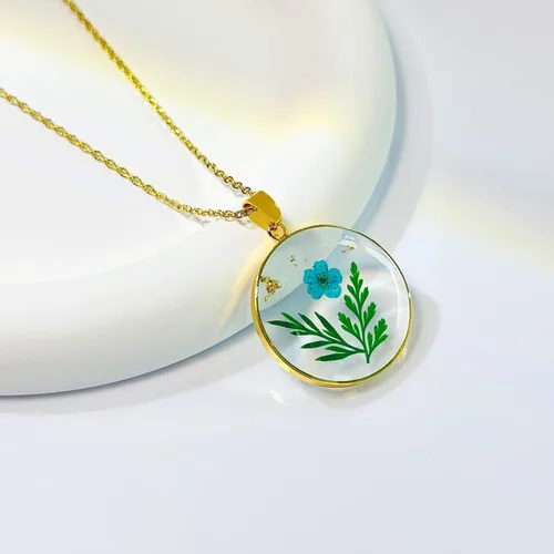 Miniatura 21 de Collares de flores de nacimiento para mujer, collar de 1 a 12 meses, collar de flores prensadas hecho a mano, regalo único de vacaciones, dorado, 18