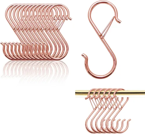 Miniatura 14 de Ganchos en S para colgar, resistentes con diseño de hebilla de seguridad, ganchos en forma de S para utensilios de cocina, sartenes, barra