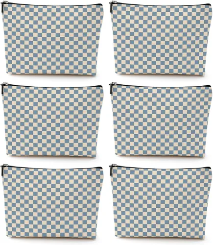 Miniatura 8 de Bolsa de maquillaje a cuadros retro colorida para mujeres, hermana, amiga, Navidad, cumpleaños, Cuadros 1250
