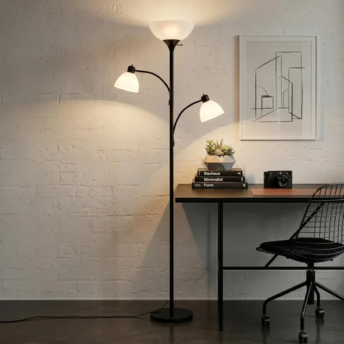 Miniatura 7 de Brightech Sky Dome Lámpara de pie doble LED, lámpara de pie Torchiere súper brillante con 2 lámparas de lectura para salas de estar y oficinas