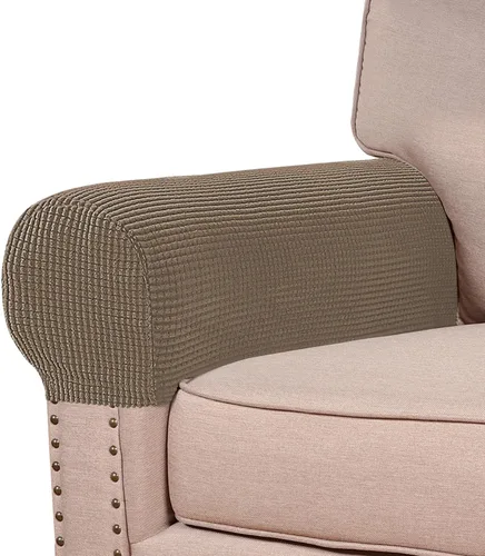 Miniatura 18 de Turquoize Fundas elásticas para reposabrazos para sillas y sofás, fundas para reposabrazos de sofá de elastano y jacquard, protector de muebles