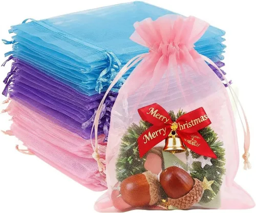 Miniatura 7 de EdgeXcel 120 bolsas de organza de 4 x 6 pulgadas para regalos pequeños - Bolsa de malla premium con cordón para recuerdos de bodas y fiestas, joyas
