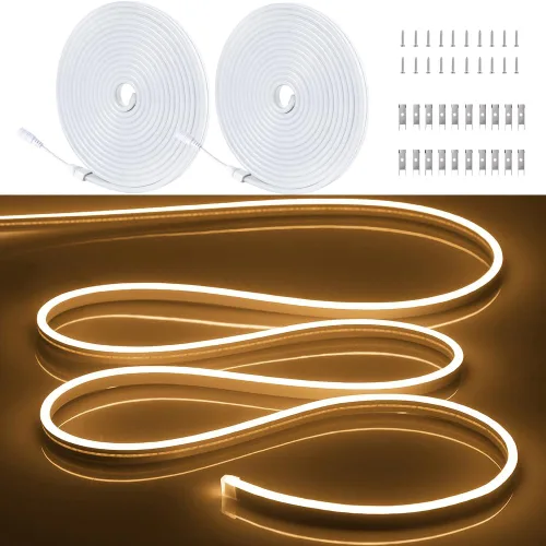 Miniatura 33 de Tiras de Luces LED de Neón Blancas de 12V - 16.4 Pies Flexibles Impermeables Cortables, Luces de Cuerda de Neón de Silicona Flexible para Cocina