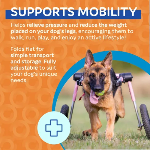 Miniatura 5 de Walkin' Wheels Silla de ruedas para perros, para perros medianos y grandes, de 50 a 69 libras, aprobada por veterinarios, silla de ruedas para Rosa